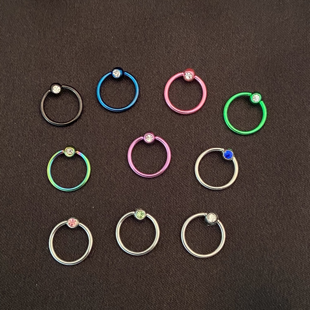 ♻️ 3/$25 10-18G CBR Captive Rings Gemstone Colored